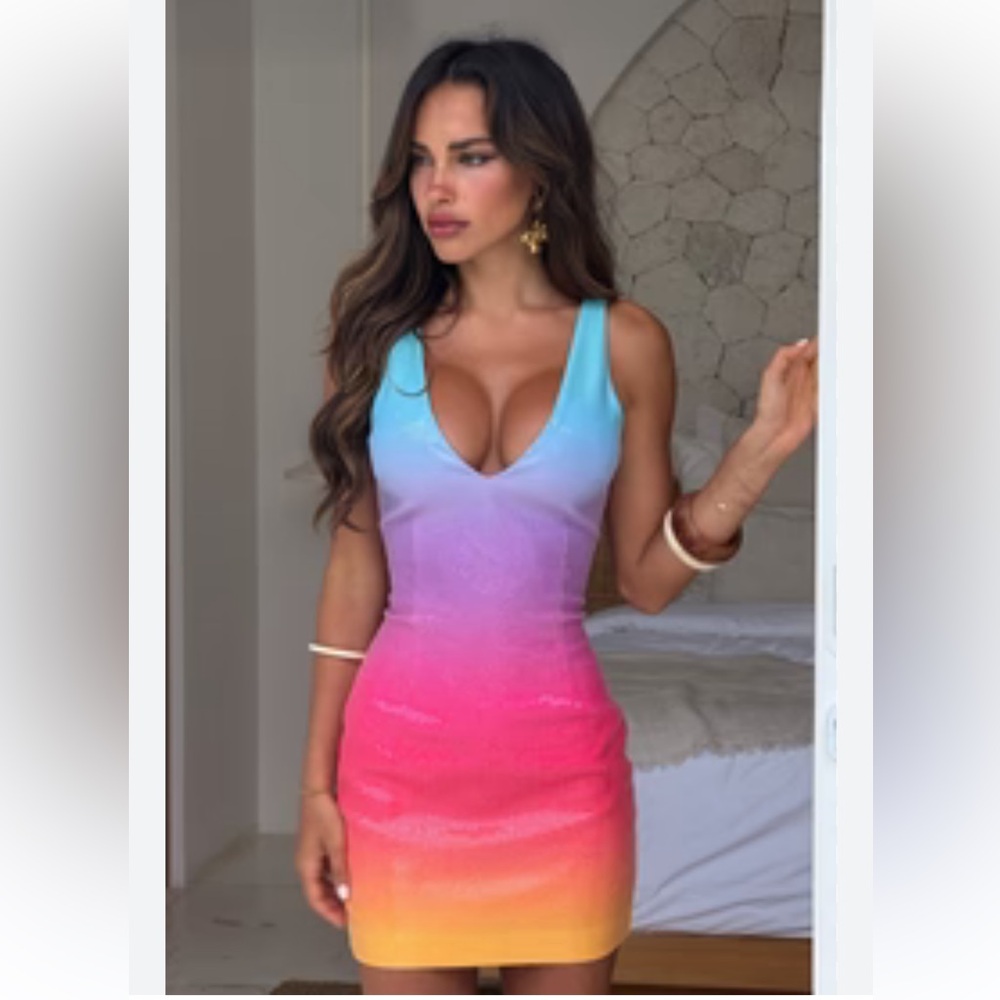 Runaway the label Multicolor Gradient Sequin Dress - Picture 3 of 11